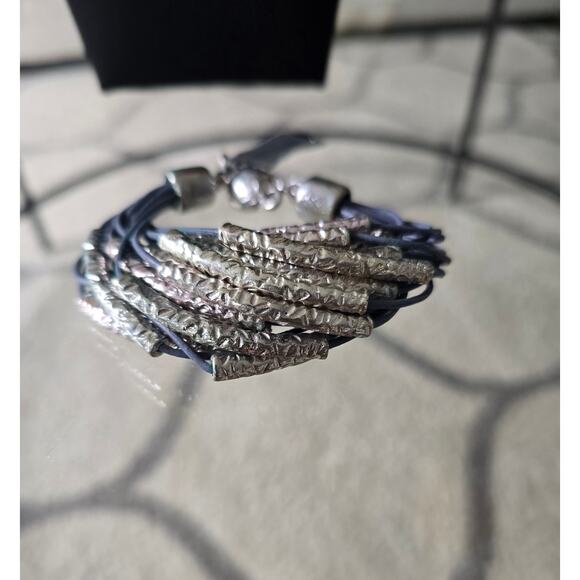 Chicos Blue Silver Multi Strand Bracelet New - Picture 2 of 3